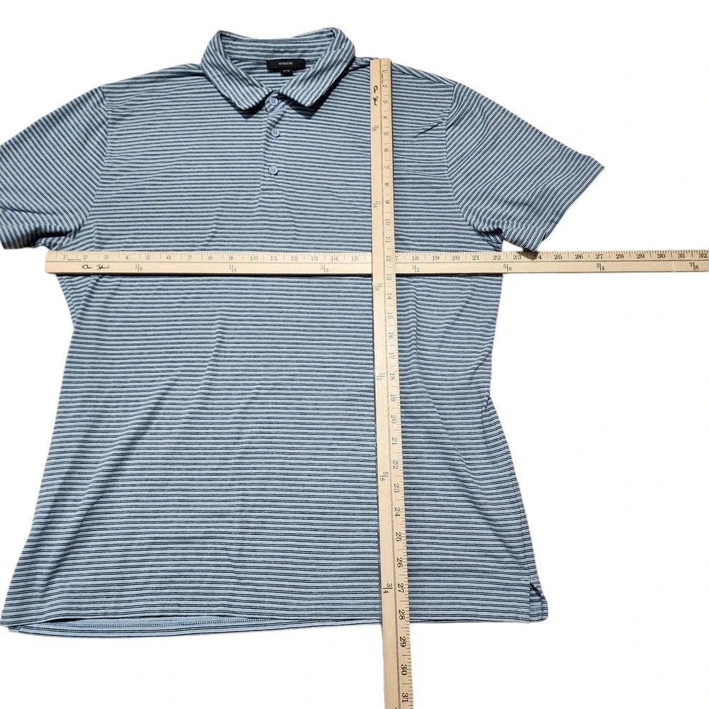 Vince Striped Polo Shirt‎ Casual Short Sleeve Top Blue XL